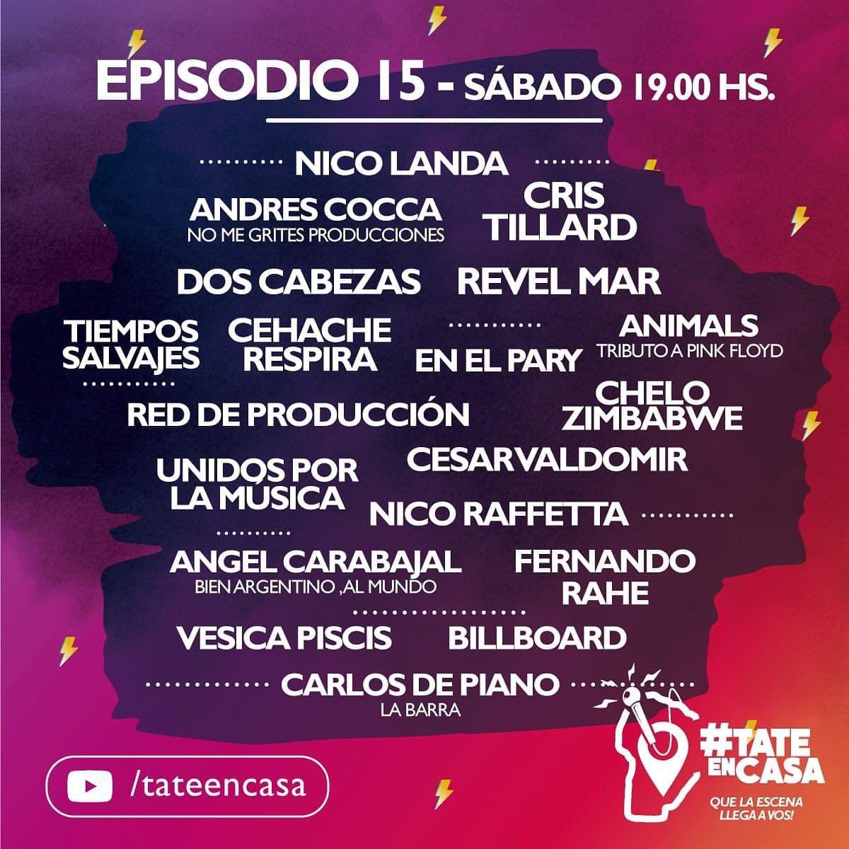 ¡Ya llega el #Episodio15! 
Hoy a las 19hs por <a href="/canalshowsport/">CanalShowSport</a> , <a href="/canalccordoba/">Canal C Córdoba</a> y youtube.com/tateencasa
.
.
.
Mirá quienes formarán parte del quinceavo episodio ⬇️⬇️⬇️