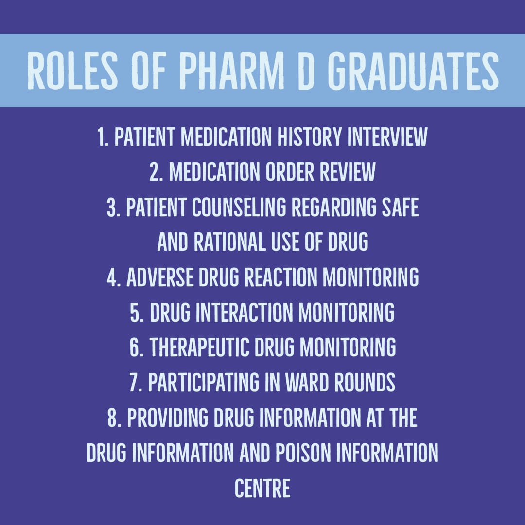 NdpuIndia's tweet photo. Roles of Pharm.D grads. https://t.co/ryjSo3qG3d
