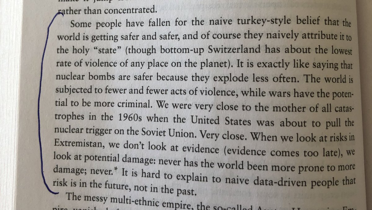 Pinker subtweet... “some people have fallen for the naive belief that the world is getting safer and safer...”