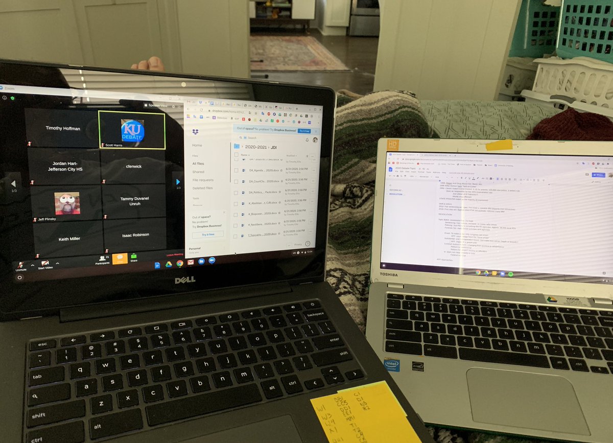 BSHSPerformArts's tweet image. Getting ready for the Debate season with the Jayhawk Debate Institute’s coaches workshop Zoom!