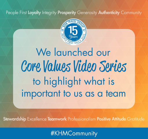 KHMTravel's tweet photo. A few months ago, we launched our Core Values video series to highlight our team members and the things that set us apart as a host agency.

Check it out on YouTube: https://t.co/m7hDOl9tZU  #KHMCommunity #CoreValues https://t.co/yIVapG79tU