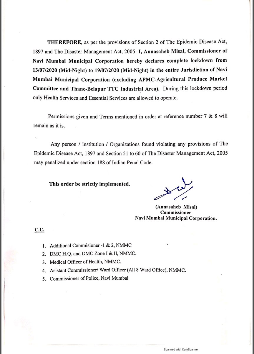 After Pune now @NMMCCommr @NMMCofficial issues lockdown notice
Upto 19/7/2020

How would Traders/MSME Survive ?

Total Failure of @CMOMaharashtra

@OfficeofUT should Announce Relief package for MMR if he keeps on extending lockdown!
 
#MahaMangeEcoPackage 

@jitengajaria