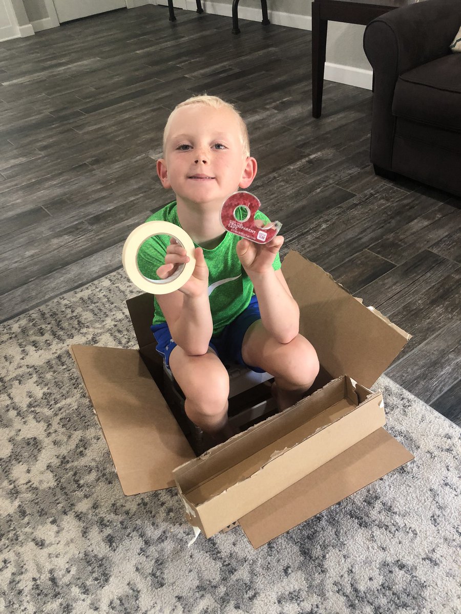 MrsSDonaldson's tweet photo. This soon to be 1st grader is constantly engineering. He misses @canSTEM so much! #engineerforlife #somuchtape https://t.co/UJ2uWcvjZF