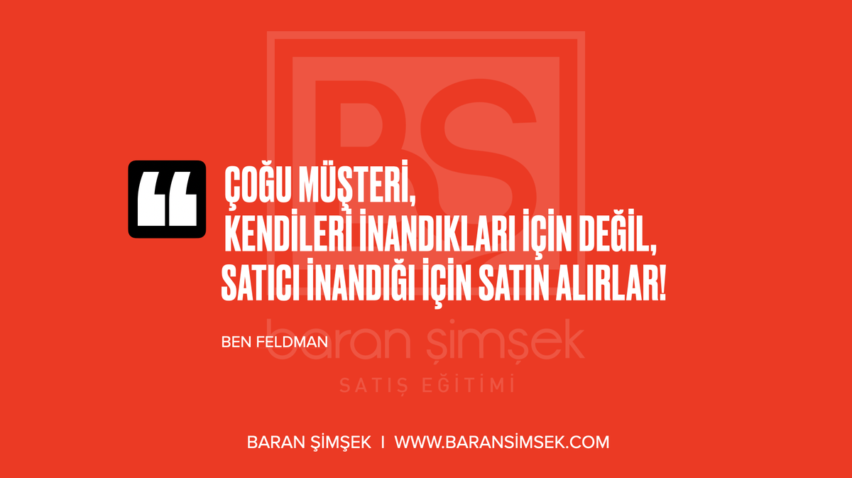 🗣Satış yapıyor muş gibi görünme satış yap!

Müşteri karşısındaki satıcının ürün veya hizmetine güvenip güvenmediğini anlamaz mı sanıyorsun? Üstteki sözü sadece okuma düşün, kaçırdığın ve kazandığın satışları birde bu söze göre değerlendir. 

Satıcı kendine, ürününe, firmasına..