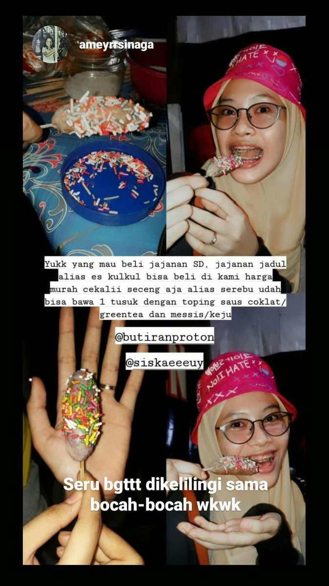 siskaeeeuy's tweet photo. Ternyata tadi tuh #malamminggu haha sampai gak inget aku, alhamdulillah masih diberi kepercayaan karena ngurus banyak agenda termasuk ini ngurusin dagangan jajanan #JamanSD alias es kulkul seru bgt dikelilingi sama bocah-bocah hihii https://t.co/dfBqQhoIFg