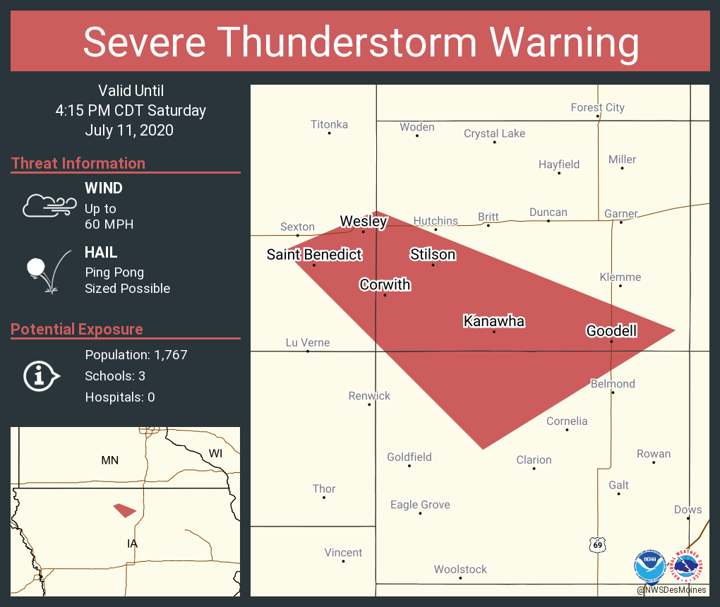 NWS Des Moines on Twitter "Severe Thunderstorm Warning including