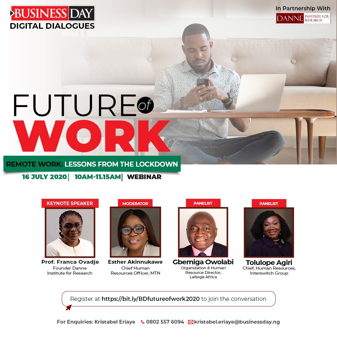 estherakinn's tweet photo. Join me and our distinguished panelists on Thursday, July 16 as we dissect the topic - Future of Work. 
Save your slot: https://t.co/Aiski7RGNY https://t.co/3h14S5uMvt