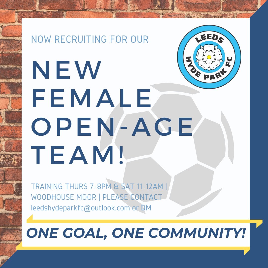 leedshydeparkfc's tweet photo. ⚽️| Here at #LHPFC our new women’s team is off to a great start. New players are welcome! https://t.co/TZkrcsK4lt