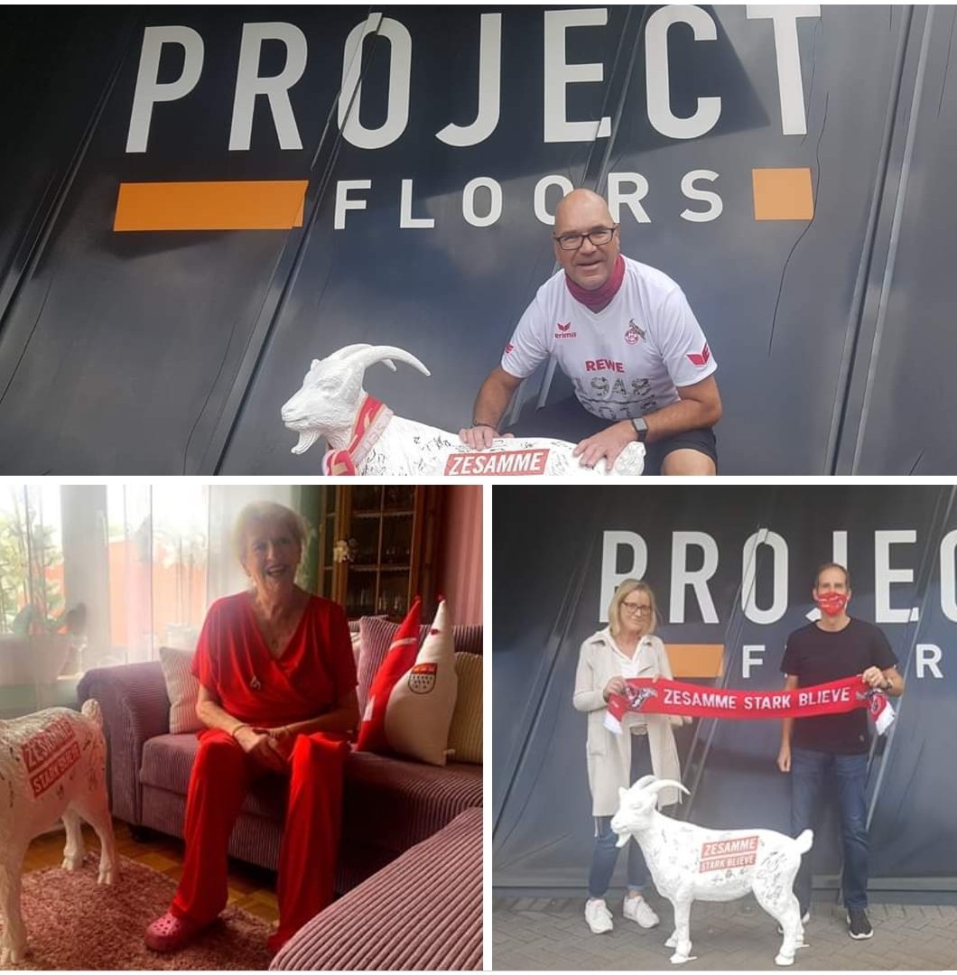 PROJECT_FLOORS's tweet photo. Herzlichen Glückwunsch an die neuen Besitzer der drei Hennes Gipsfiguren mit allen Unterschriften! Unsere Versteigerung hat fast 900 Euro für den guten Zweck eingespielt! Geld, das wir gern spenden!
.
@RudeboyCologne #effzeh @HFHDeutschland @KoelnerZoo @ArschHuh #projectfloors https://t.co/3Ak7zLMrHs