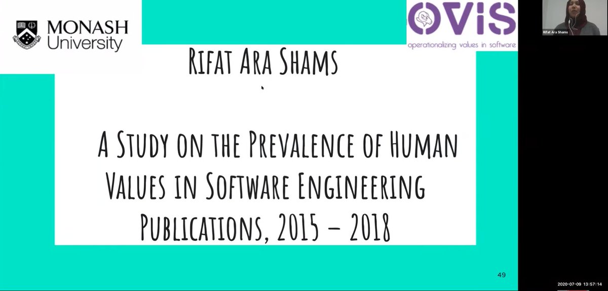 swarna601's tweet photo. The #artifacts we (#OVIS) submitted for both of our papers in #icse20 have been awarded the badges "Reusable" and "Available". The presentation session (ROSE Festival for Open Science Artifacts in Software Engineering) was interesting!
#humanvalues #valuesinse #monashuniversity https://t.co/f7ASb92YZb