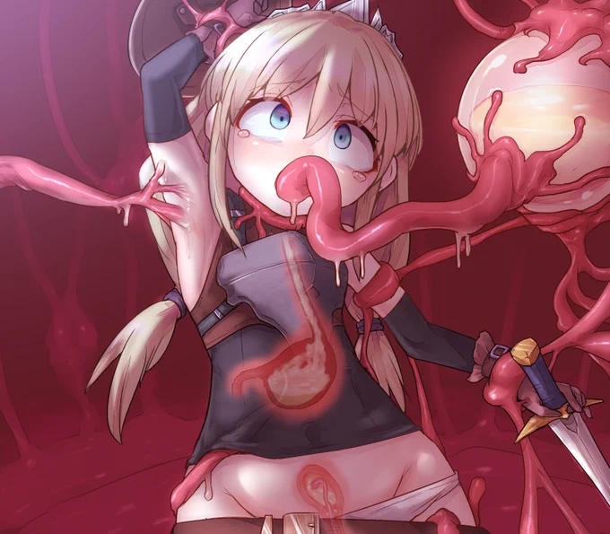 まだまだこれからだと思っている剣士ちゃんをよそに苗床化の準備を着々と進めていく触手の群れ 