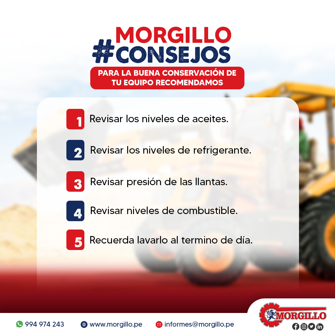 Sigue estos consejos para conservar tu equipo en optimas condiciones.
Para mas información contacte con nosotros👇
📞 994 974 243
📩 informes@morgillo.pe
🌎 morgillo.pe
✅ linkedin.com/company/655633…
✅ instagram.com/morgillo.selva

#MorgilloConsejos #OptimasCondiciones #Peru