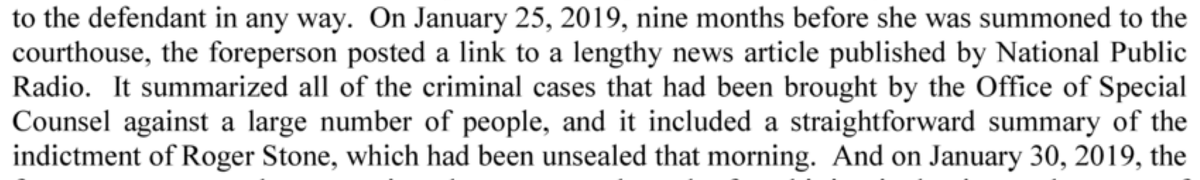 ...she shared an article. Yup, what she said she "may" have done. Oh, & what was the article? Something saying Trump is a crook and everyone associated with him should go to jail?Nope,  @NunbergSam - she shared an article that was a list of the cases in the Mueller inquiry.../8