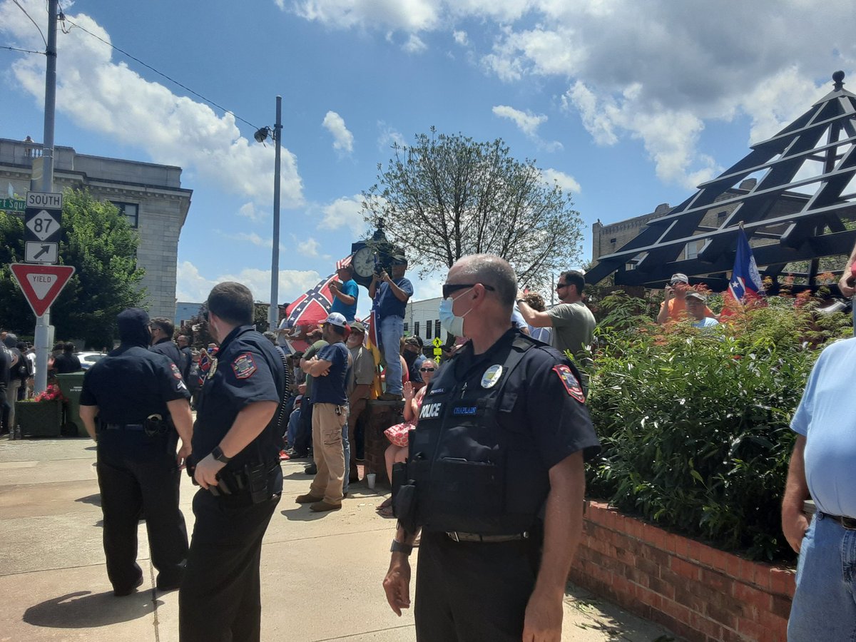 Rally is wrapping up. Just saw a police Chaplain out here protecting racists