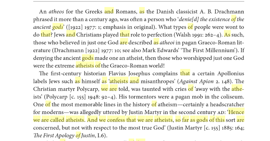 The word 'Atheist' comes from the Greek word "Atheos"="without Gods".The word was originally used for Abrahamic people like Jews and Christians who denied the existence of "ancient Gods"To the Non Abrahamics, worshipers of "just one abstract God" seemed like extreme atheists