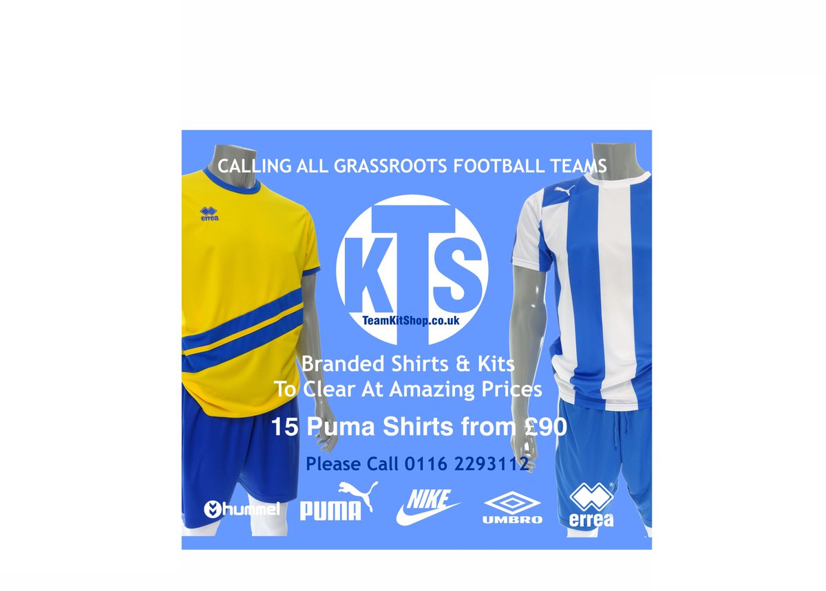 TeamKitShop's tweet photo. TKS are clearing Puma, Nike, Errea &amp; Umbro team wear football shirts at amazing prices.
Please call 0116 2293112 for our best deals
sales@teamkitshop.co.uk
https://t.co/Mebd0P92se https://t.co/JdkNk9B9Nw