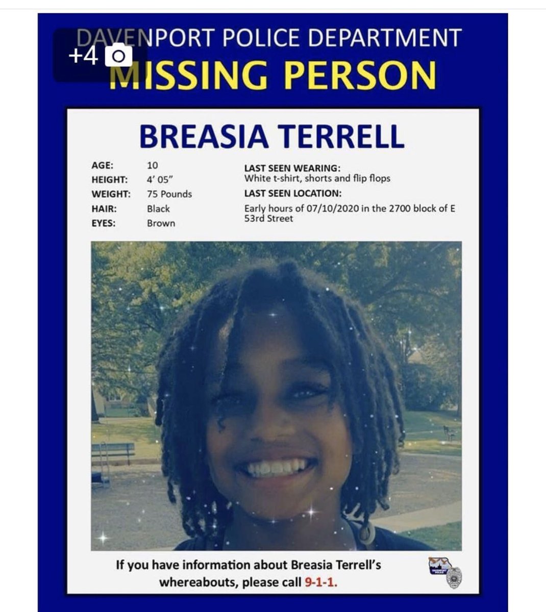 HamzaKaroumia's tweet photo. Missing Person; Breasia Terrell last seen on 53rd Street in Davenport, Iowa. https://t.co/AUNR1w9bjt