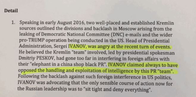 30\\(Curiously, Steele memo 100 - dated August 5, 2016 - discusses division within the Kremlin over the release of the DNC emails.) 