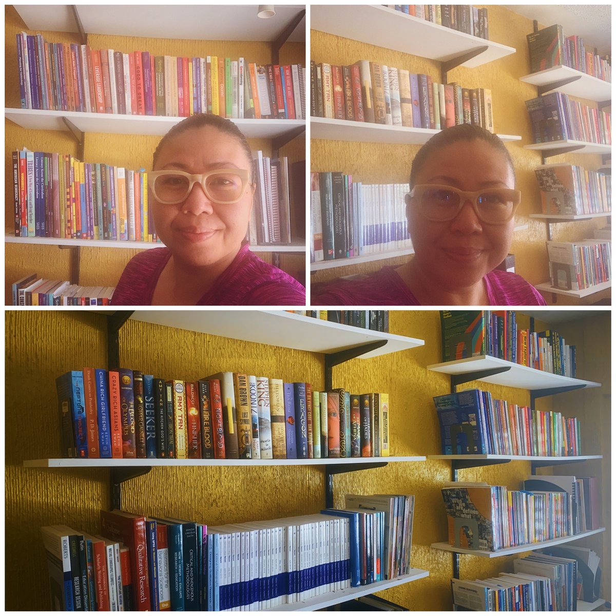 My Educator Bookshelf vs. Betsy Devos' bookshelf -- and she's making the decisions on how educators should teach 🤔🤦🏽‍♀️👩🏽‍🏫👩🏽‍💻 #GetABook 📖 #WhereAreYourBooks #MyBooksSpeaksVolumes 📚 #GetEducated 🏫