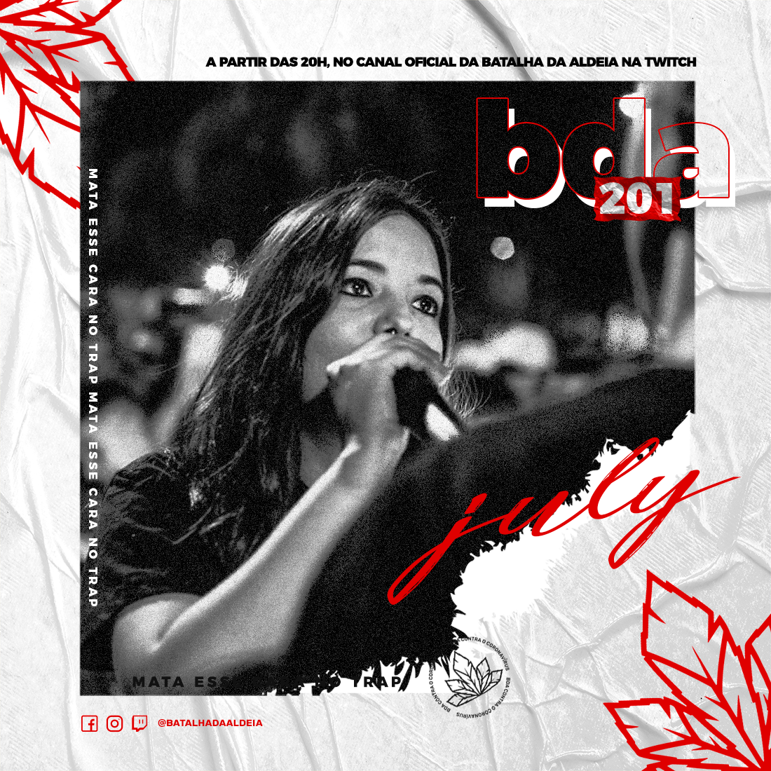 batalhadaldeia's tweet photo. JULY NA ÁREA! 🔥
⠀
Quem tava com saudade dessa carioca rimando na BDA? July é mais uma confirmada pra edição de segunda. A MC disputa a sua segunda BDA no formato digital.
⠀
Fica ligado, o próximo confirmado é um velho conhecido da Aldeia!
⠀
#bda #bda201 #julynabda https://t.co/KV0uhKnHjh