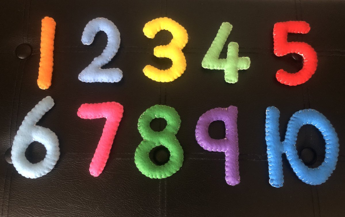 mrs_evansdht's tweet image. I’ve created hand-sewn felt numbers to correspond to the @Numicon shape colours for a multi-sensory approach #earlyyears #resourcemaking #earlynumeracy