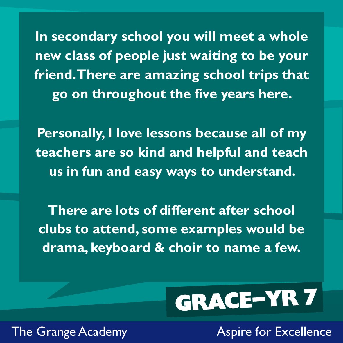 Grange_School's tweet photo. New Year 7 Students - Our current students wanted to give you some tips, advice and talk to you about their experiences when they started at The Grange. #transition #year7 #dontpanic #studentvoice https://t.co/4rIU3koZEN