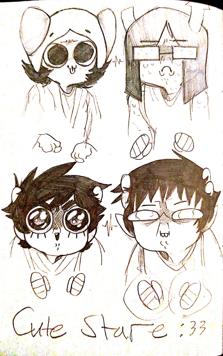 Stupid fucking doodles I think Nepeta, Equius, Karkat and Sollux were my fav beta trolls at the time. 