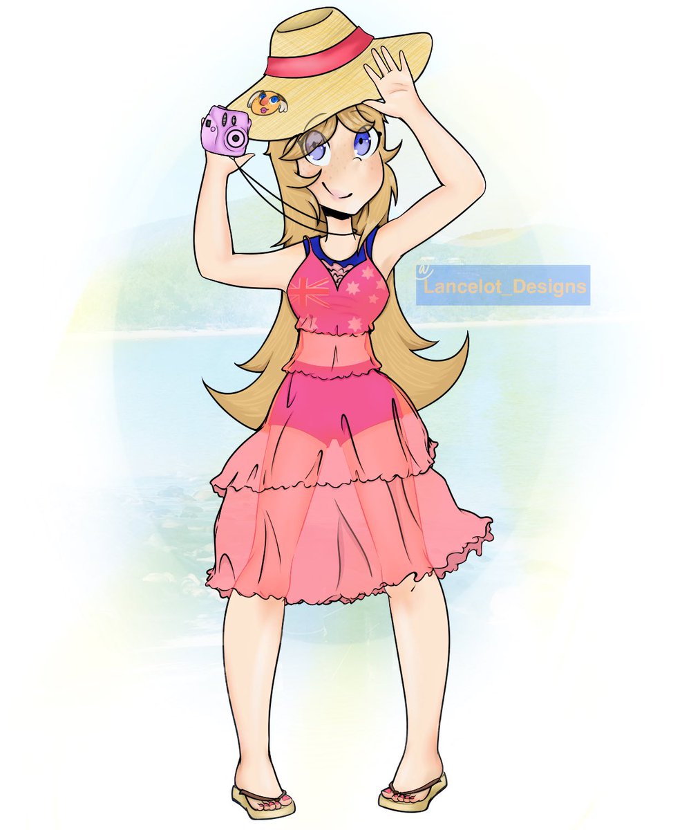 A human character based on the design of  #acnhAlice mixed with my  #bestfriend This was also a collab with said best friend- she provided the background photo I used as an overlay! #digitalart  #acnh    #animalcrossing    #nintendo  #fanart  #smallartist  #art  #drawing  #fullbody  #beach