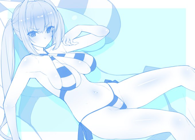 ぷんすこ水着ネロちゃまrkgkv 本日の進捗。#今日のらくがき 