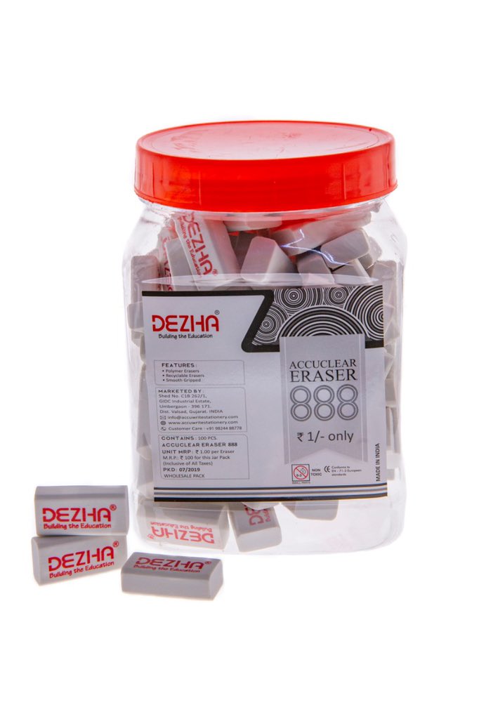 jignesh_devani's tweet image. Dezha 888 white and color Erasers Jar pack 100
