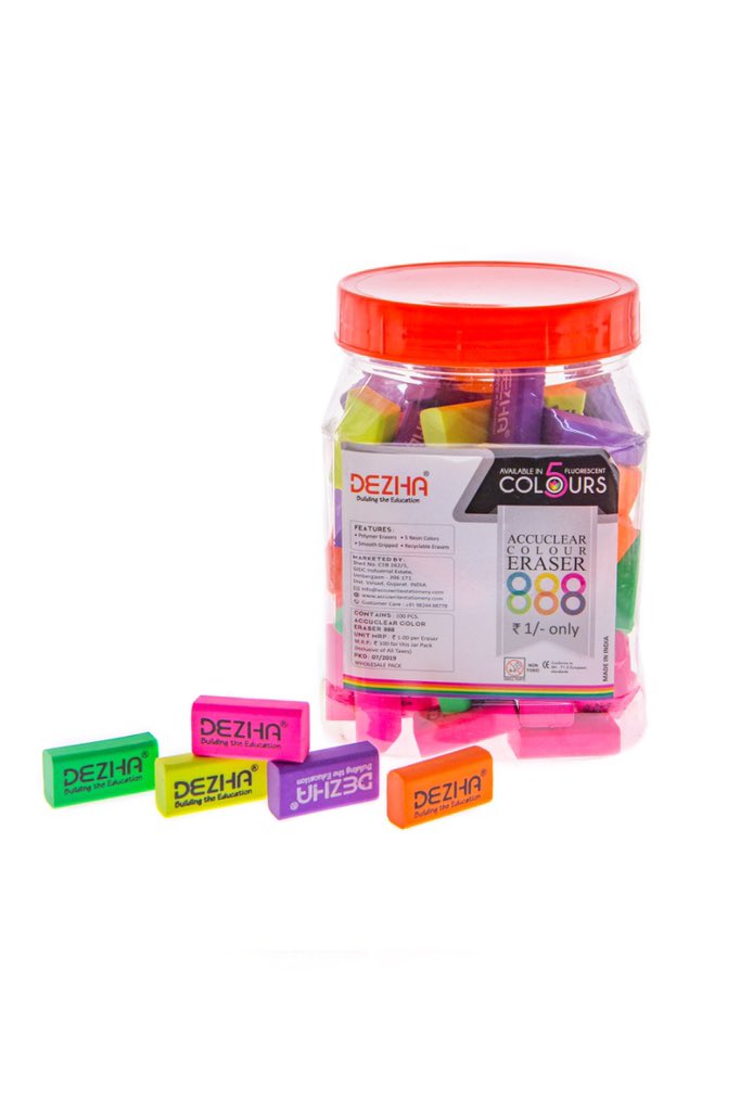 jignesh_devani's tweet image. Dezha 888 white and color Erasers Jar pack 100