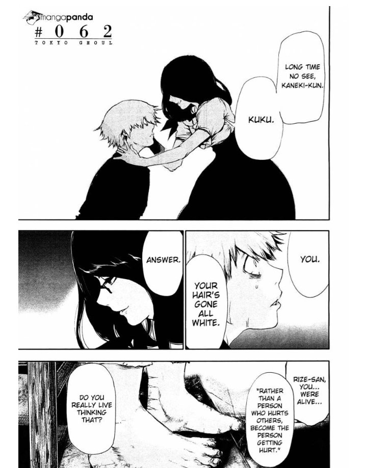 Ah shit. It begins. Kaneki's descent to madness.Doesn't feel like it's been much but I'm 62 chapters deep already.