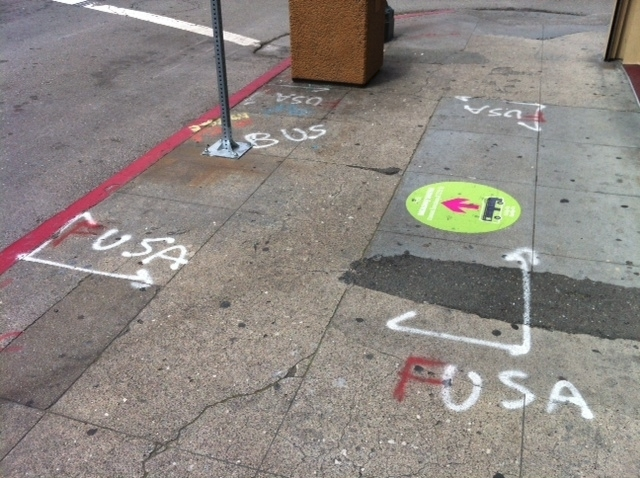 Now, you and I don't really need to know where the phone lines are (they're over there!) but the construction crew does. So they employ people to scout and mark the street. And when they're done marking, it can look like this.4/