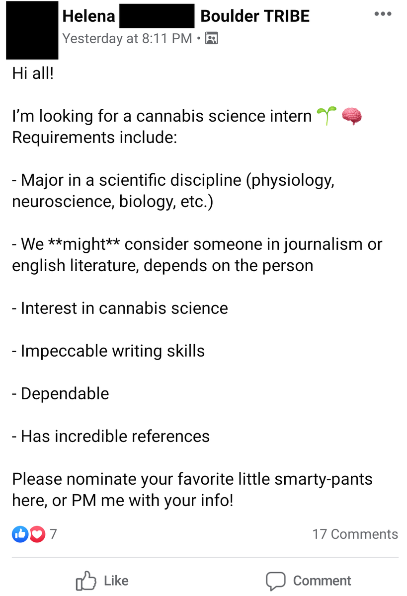 University of Colorado job openings: Medical science major Interest in marijuana