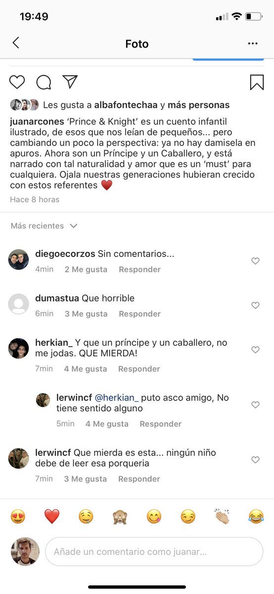 juanarcones's tweet photo. He subido un imagen del maravilloso libro LGTBI ‘Prince&amp;Knight’ y no os sorprenderá lo que ha pasado a continuación. Al parecer, enseñar a les niñes que es totalmente normal que dos hombres se enamoren sigue siendo malo https://t.co/2InMdYwcLg