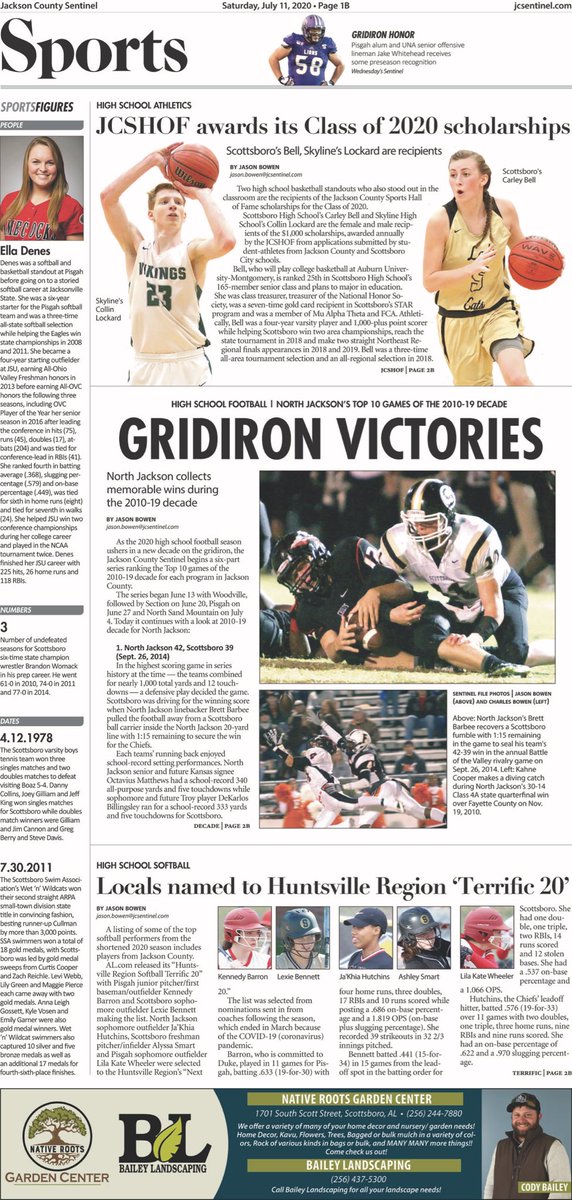 jbowensports's tweet photo. Today’s Jackson County Sentinel sports front. https://t.co/qddpnCC2Hr