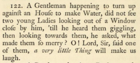 Giggling at penises? Not for the Victorians! At least, not in ostensibly respectable circles. They definitely told dick jokes behind closed doors.'to make water' = to urinate/13