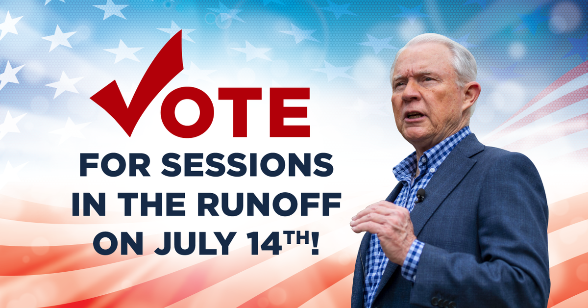 jeffsessions's tweet photo. Find your polling location here: https://t.co/jS3yY83orp
#StandWithSessions #Sessions2020 https://t.co/X9W7mMu8mh