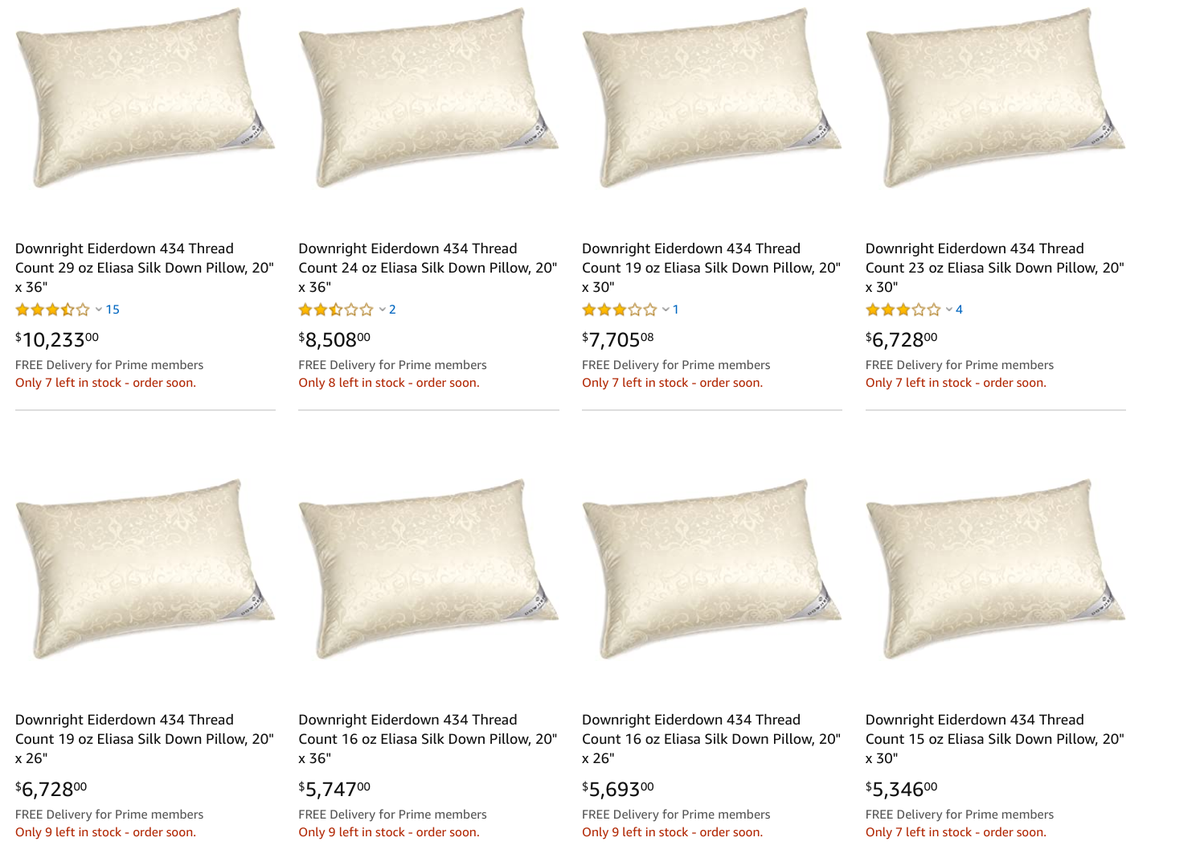 Other sites have exorbitantly priced basic items all over their sites too. Amazon also has a $10,000 pillow and $11,000 cabinet sold.People have been writing ludicrous, pretty funny fanfic in the reviews for years.