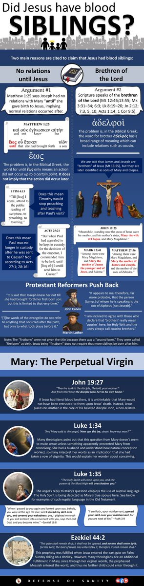If we look at the test of Scripture, it is clear that Jesus did not have any full blood siblings and Mary was a perpetual virgin both before and after Jesus' conception and birth.