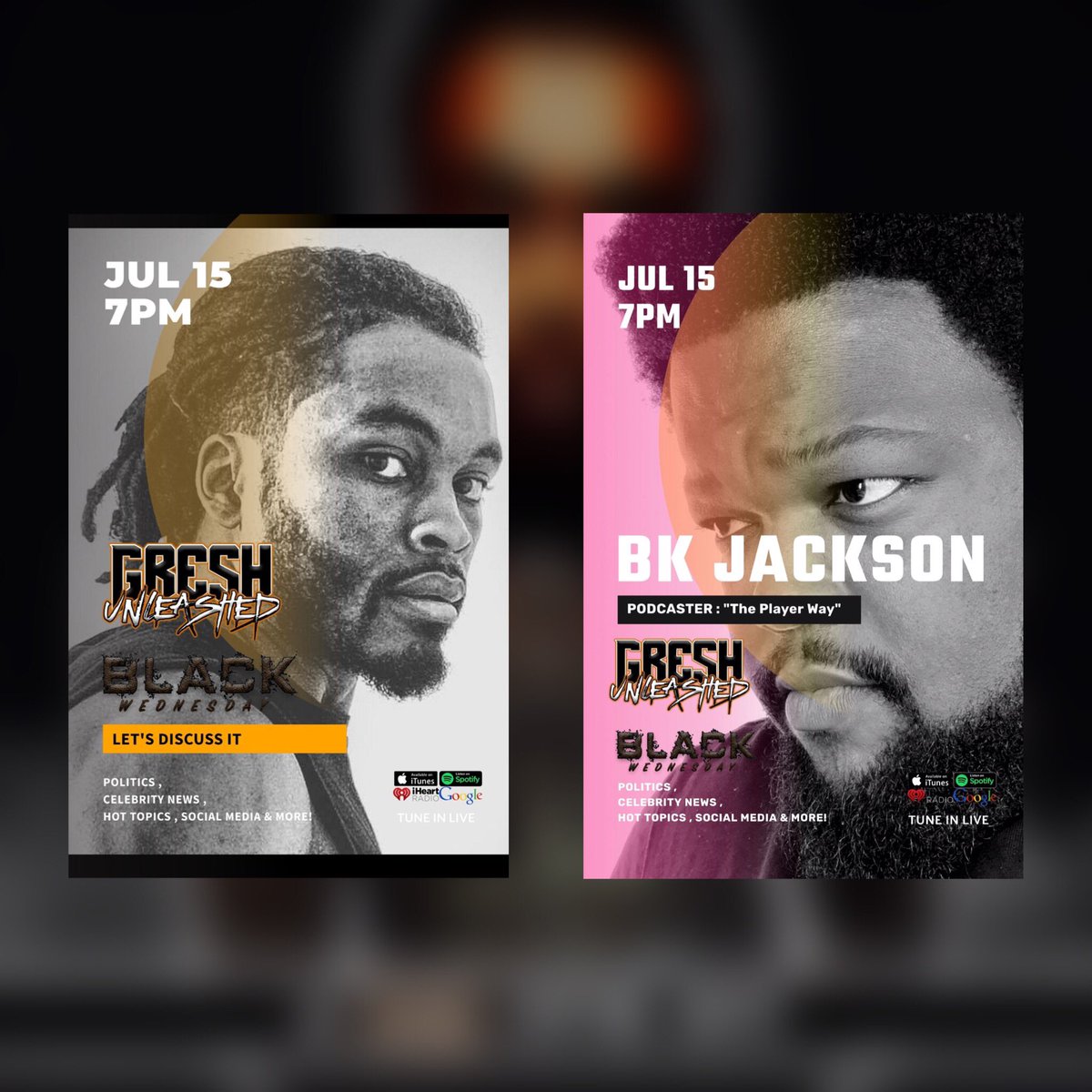GreshUnleashed's tweet photo. Confirmed for #GreshUnleashed: Black Wednesday, commentator #ShayPinckney and podcaster #BKJackson (@beastseason) will be joining #Gresh (@JoshGreshamORG) for the show
Premieres July 15th at 7PM EST on https://t.co/vtyjD4Razs and wherever you listen to your podcasts https://t.co/GkD6PtVVBL