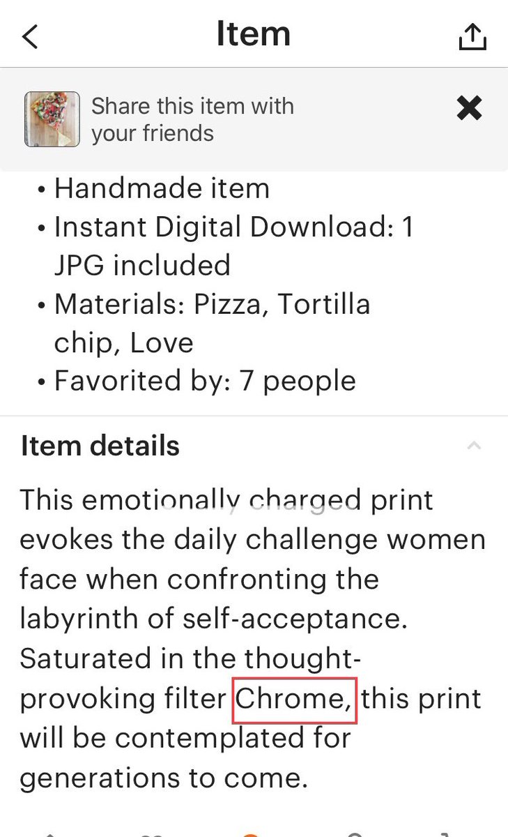 Still finding stuff on Etsy, I looked up Pizza. I found Dismorphia for $50k. It mentions “Chrome”