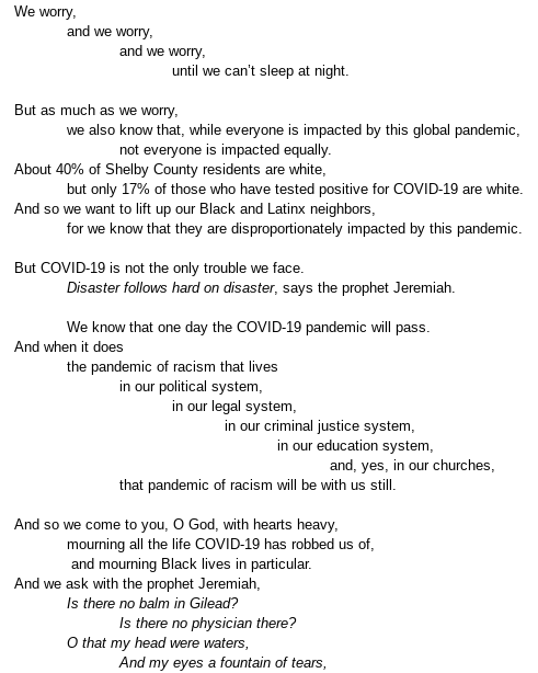 while you're here, i was asked to record the prayers of the people for tomorrow's (virtual) worship service.you can read the full prayer it here:  https://firstresponses.blogspot.com/2020/07/prayers-of-people-july-12-2020.html25/