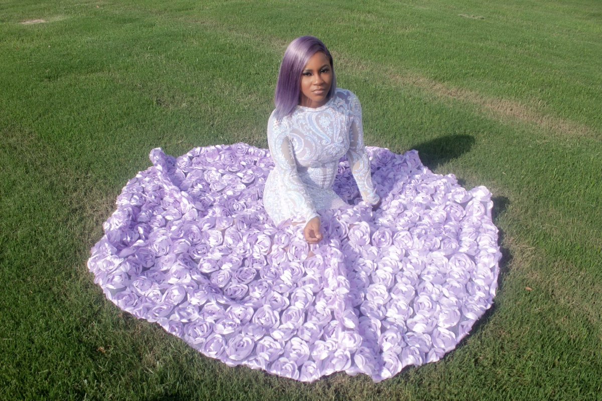 AsyaGarrett's tweet photo. Prom was cancelled but my dress had to be seen!💜🥵 #QuarantineProm #prom2020 #Shotbyjoe https://t.co/dq4i8aqWCh