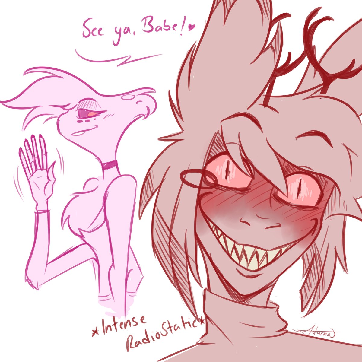 Nureon_'s tweet image. A little radiodust comic, because I just love flustered Al so much. 👌

#radiodust #HazbinHotelFanart #HazbinHotelAlastor #HazbinHotelangeldust #digitalart