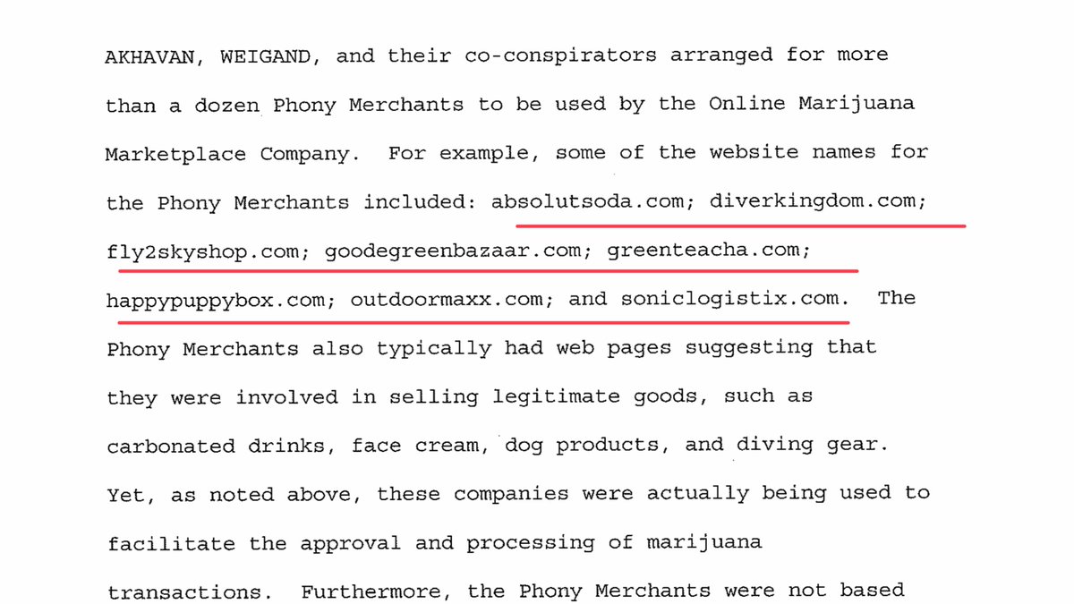 Wonder if any of the phony merchants from the indictment were headquartered in Consett?absolutsoda .comdiverkingdom .comfly2skyshop .comgoodegreenbazaar .comgreenteacha .comhappypuppybox .comoutdoormaxx .comsoniclogistix .com