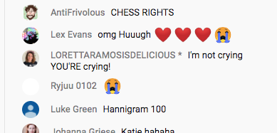 .  @lorettaramos REACTING TO HUGH'S TOUCHING ANALOGY ABOUT WILL AND HANNIBAL BEING THE ONLY PEOPLE IN THE WORLD WHO KNOW HOW TO PLAY CHESS!  #HANNIBAL  #FANNIBALS  #HANNIBALREUNION  @NERDIST 