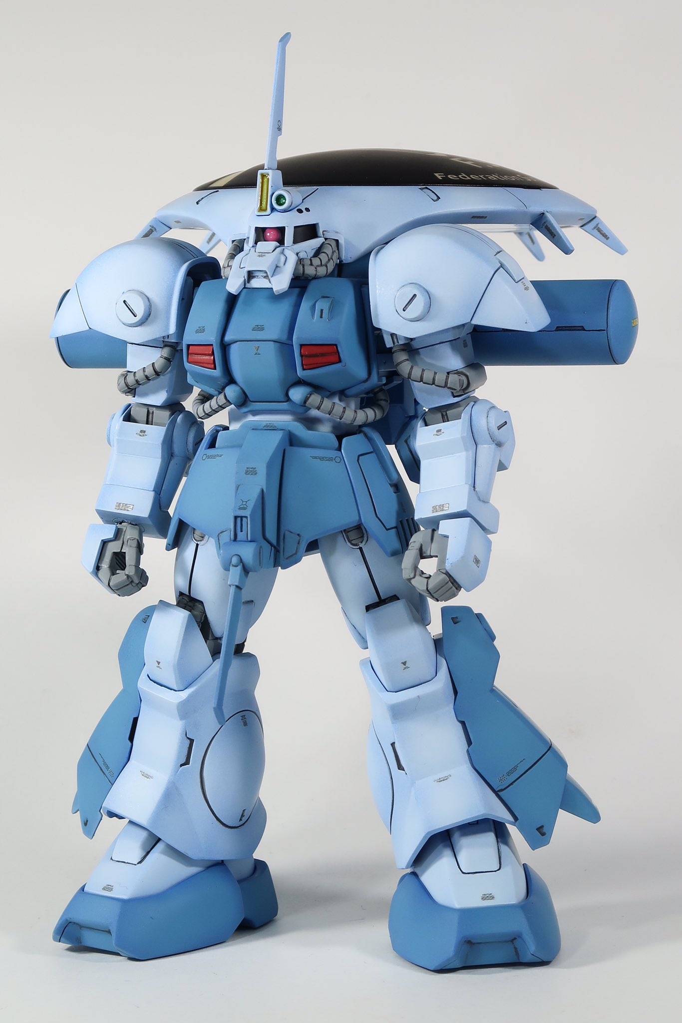 Re Jin 機動戦士ガンダムmsv R ジョニー ライデンの帰還 より サングレ アスル争奪戦の影の功労者 アイザックfss仕様エメ ウィルヘッド機完成しました キットのストレート組みで 設定イラストに合わせて塗装しロート ドームのマークは自作