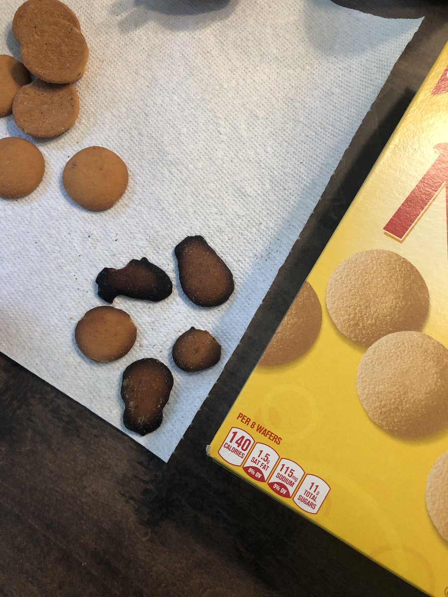 Seth0606's tweet photo. @NillaWafers surprised to find these burnt Nilla Wafers in the box that I just purchased today #bummed https://t.co/1Tk2A1bDWF
