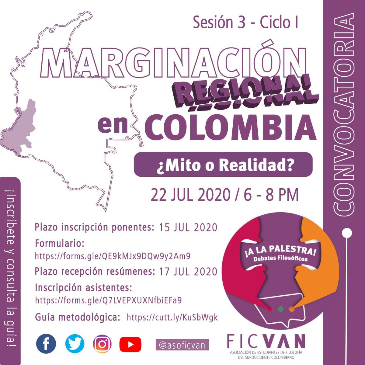 asoficvan's tweet photo. #FICVAN | #ALaPalestra Está abierta la convocatoria de inscripción para PONENTES y ASISTENTES en la Sesión 3 (Ciclo I) de ¡A La Palestra! Debates Filosóficos (Enlaces de inscripción en hilo adjunto) #abrohilo 

Síguenos en FB/IG/YT: @asoficvan
asoficvan123@gmail.com https://t.co/XnErUweZLB